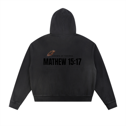 Crowned Apparel - Faded frayed zip-up hoodie