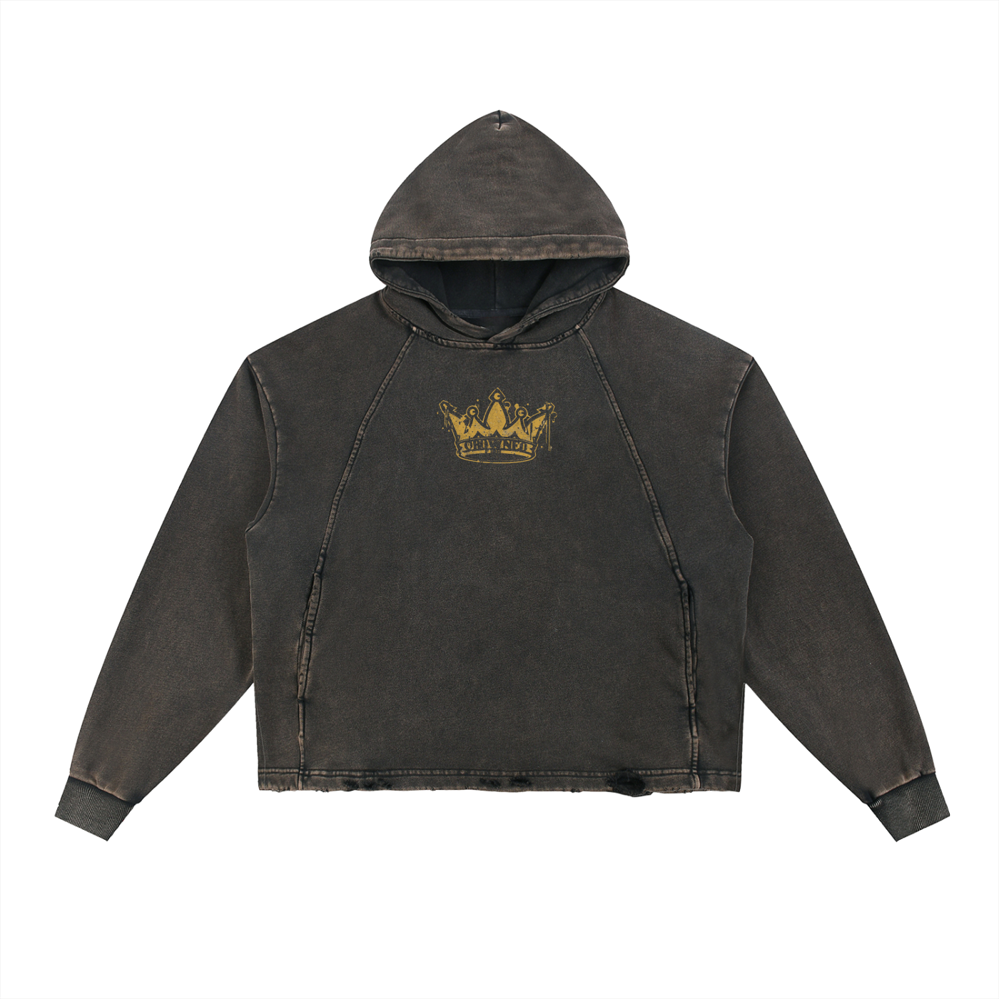 Crowned Apparel - "James 1:12" Vintage Washed Frayed-Hem Short-trim Light weight hoodie