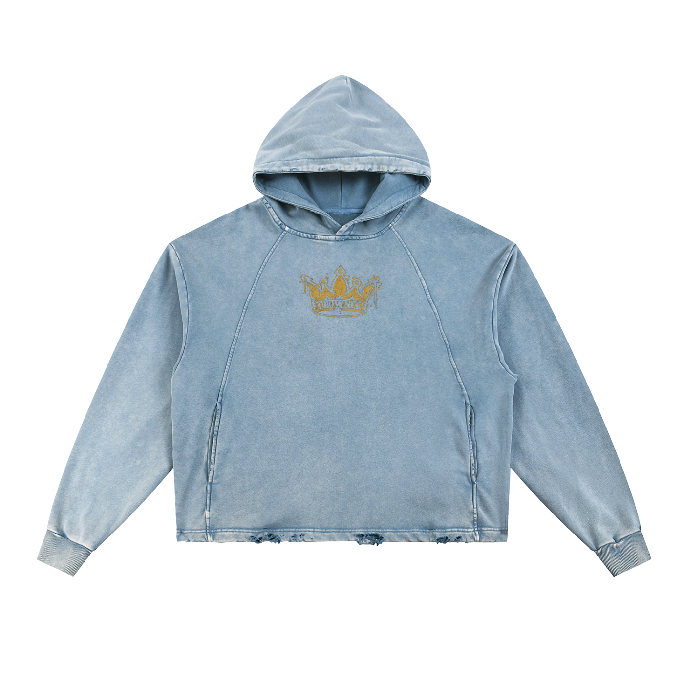 Crowned Apparel - "James 1:12" Vintage Washed Frayed-Hem Short-trim Light weight hoodie