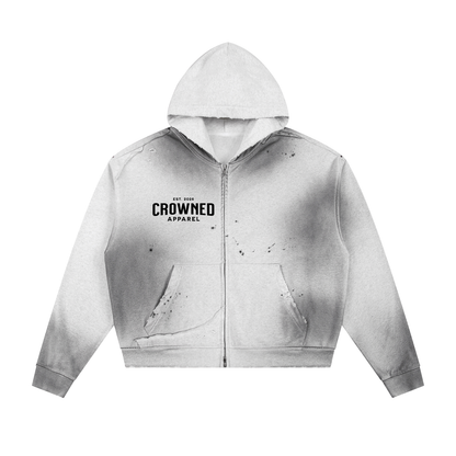 Crowned Apparel - Faded frayed zip-up hoodie