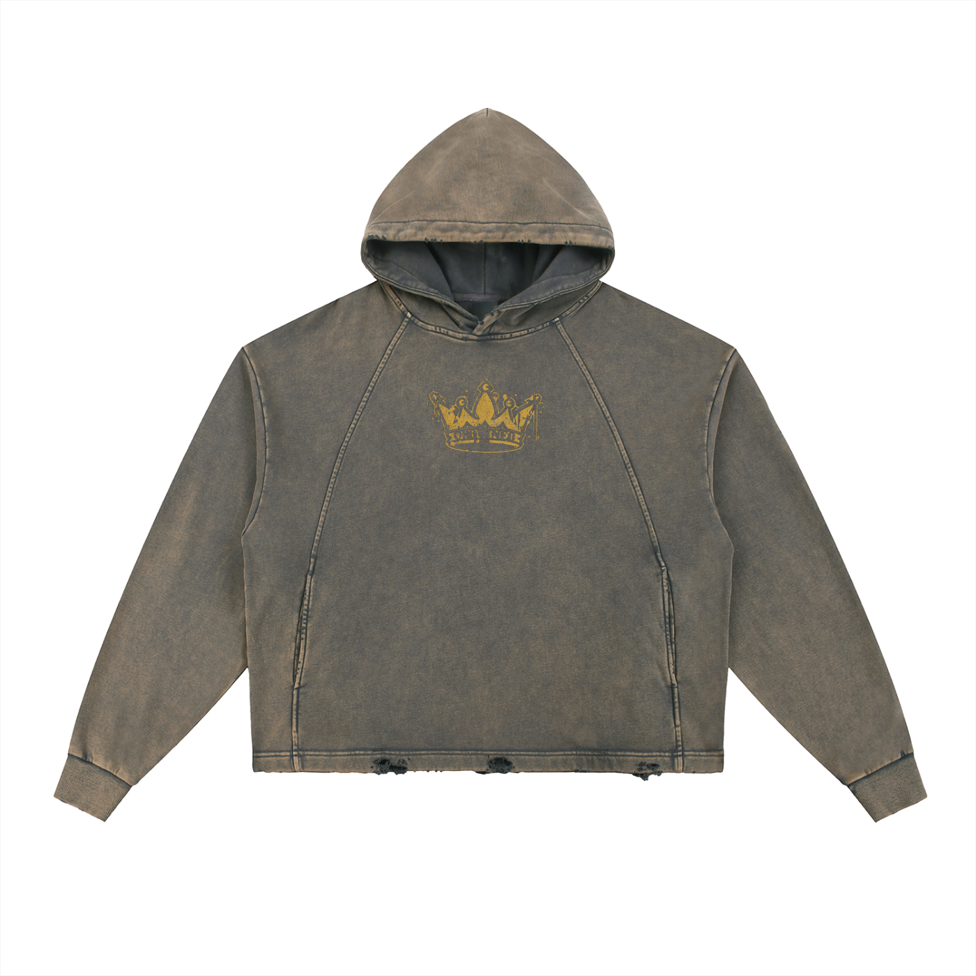 Crowned Apparel - "James 1:12" Vintage Washed Frayed-Hem Short-trim Light weight hoodie