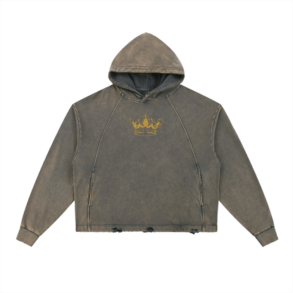Crowned Apparel - "James 1:12" Vintage Washed Frayed-Hem Short-trim Light weight hoodie