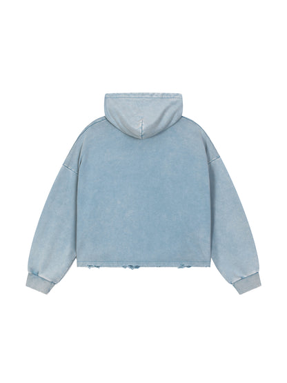Crowned Apparel - "James 1:12" Vintage Washed Frayed-Hem Short-trim Light weight hoodie