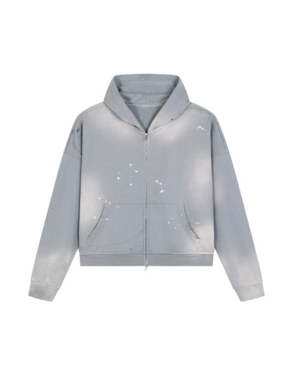Crowned Apparel - Faded frayed zip-up hoodie