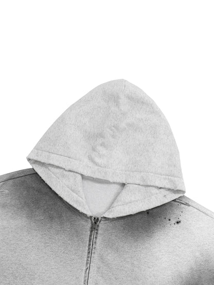 Crowned Apparel - Faded frayed zip-up hoodie